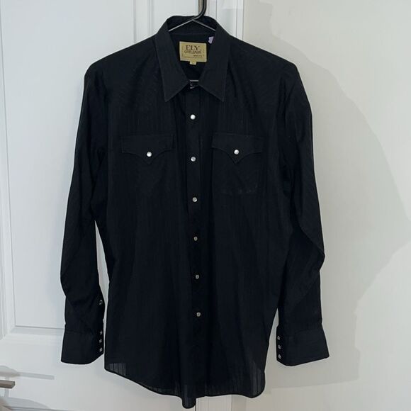 Ely Cattleman Other - Black Vintage Ely Cattleman Snap Pearl Western Cowboy Rockabilly LS Shirt L mens